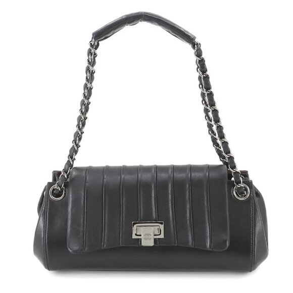 CHANEL Mademoiselle Chain Shoulder Bag Leather Black Purse 90256825 - Picture 1 of 11